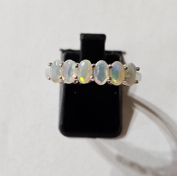 Genuine Ethiopian Welo Opal & Diamond Ring Sz 8.5! - Picture 2 of 10